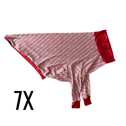 7X Candy Cane Knit Crewneck With Red Trim