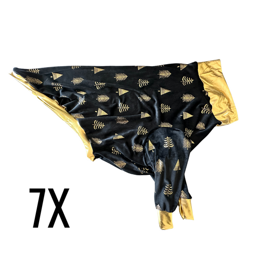 7X Gold Foil Christmas Tree Crewneck With Gold Trim
