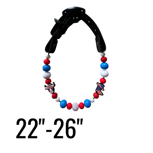 22"-26" Red, White & Rodeo Adjustable Beaded Statement Collar
