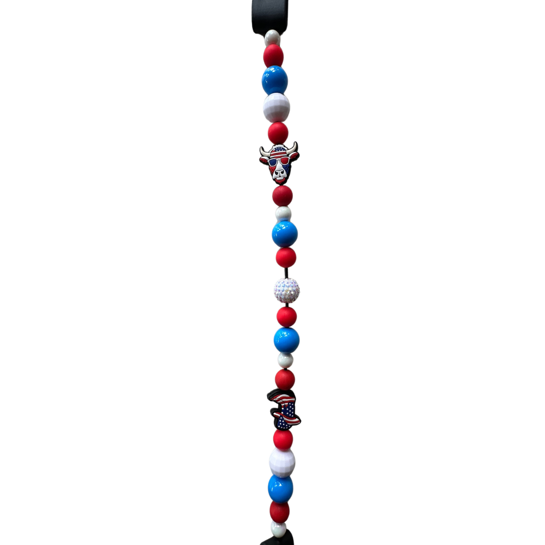 22"-26" Red, White & Rodeo Adjustable Beaded Statement Collar