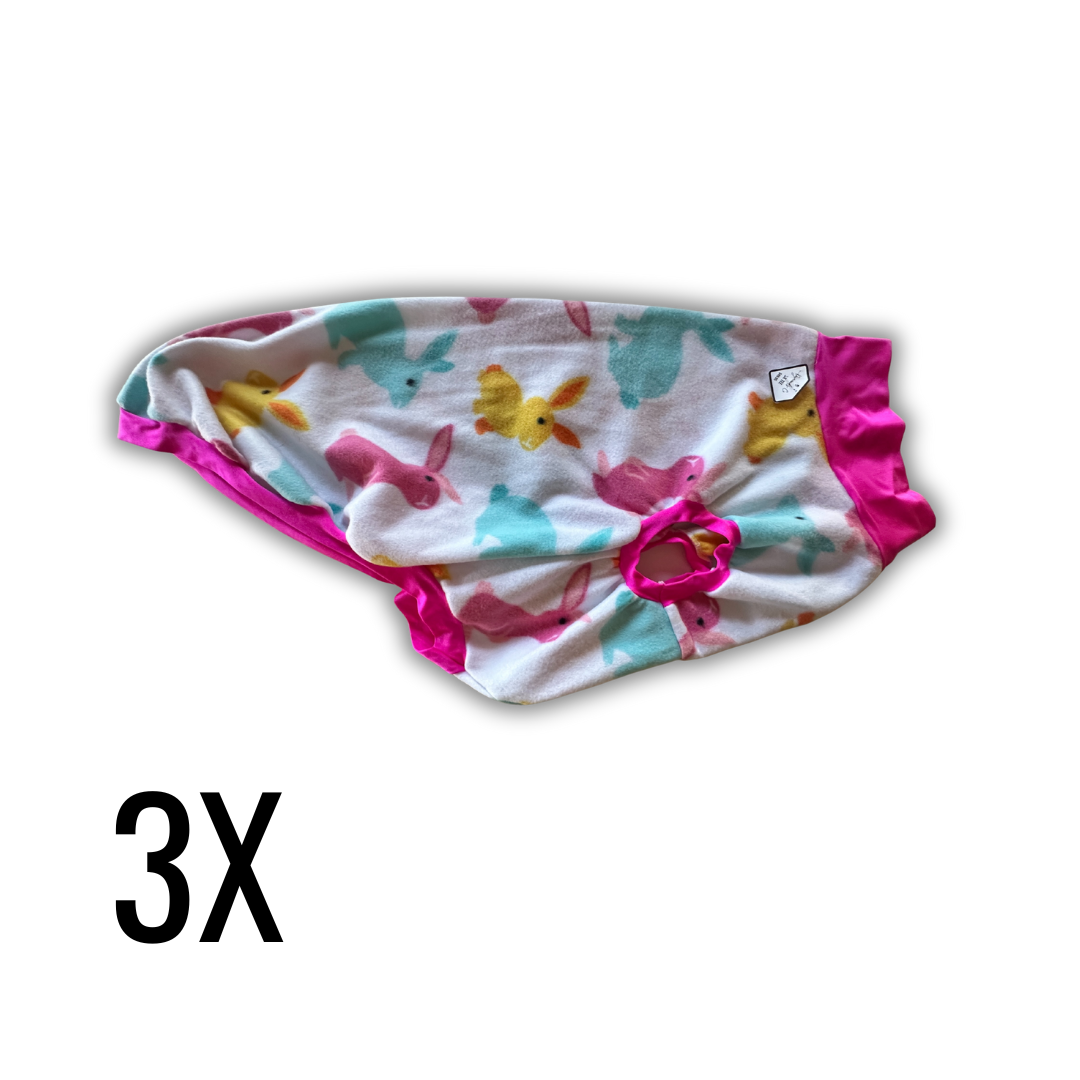 3X Easter Bunny Fleece Tee with Pink Trim
