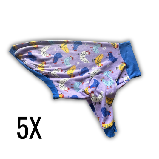 5X Spring Chicken Fleece Crewneck with Blue Trim