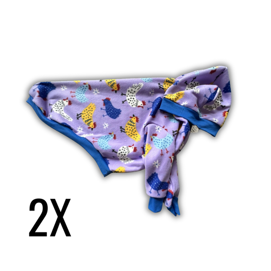 2X Spring Chicken Fleece Hoodie with Blue Trim