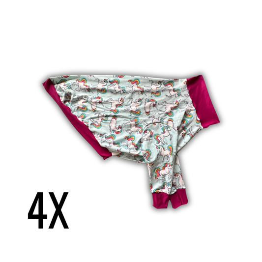 4X Rainbow Unicorn Crewneck with Pink Trim