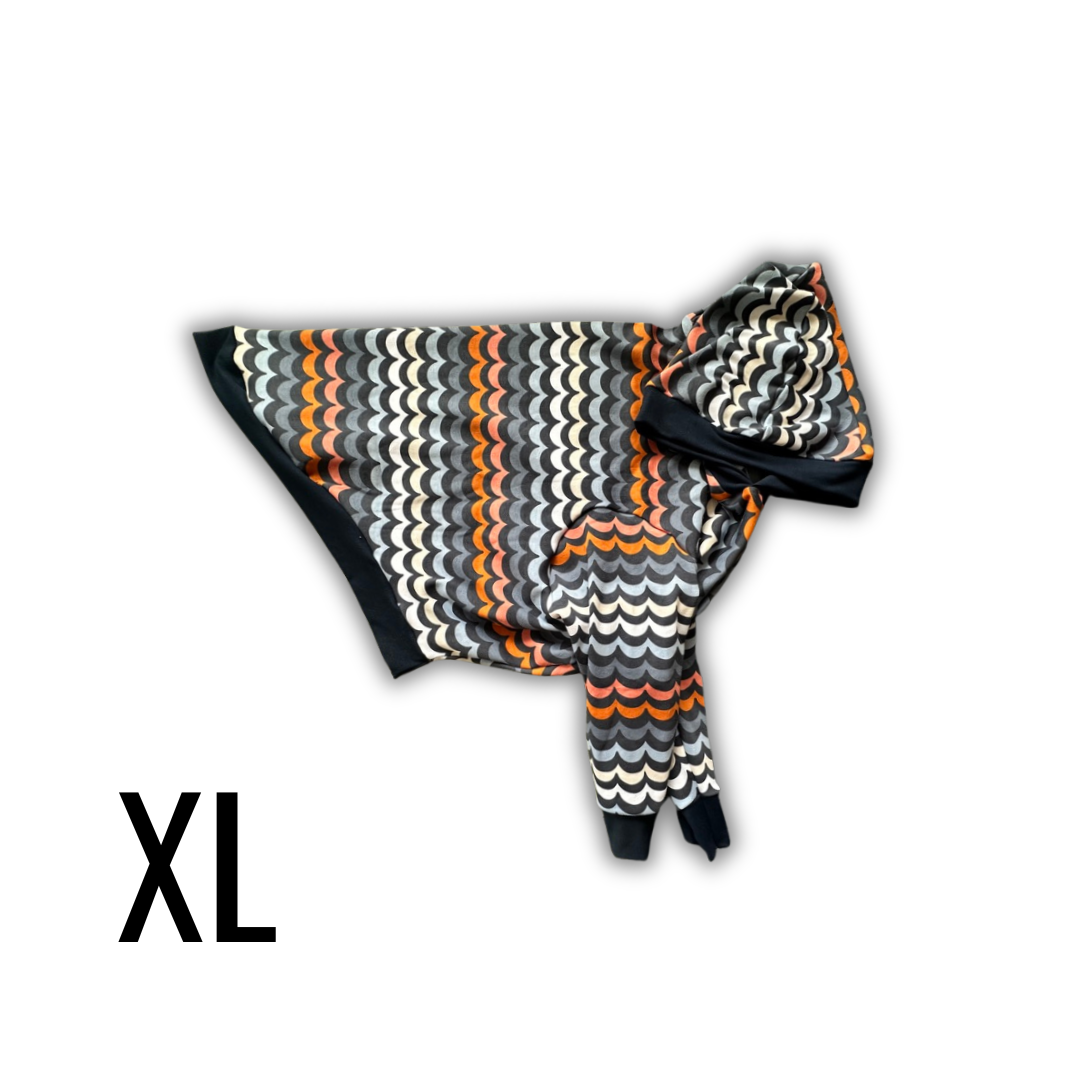 XL Waves Knit Hoodie With Navy Trim