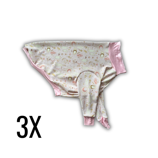 3X Moon Child Knit Crewneck with Pink Trim