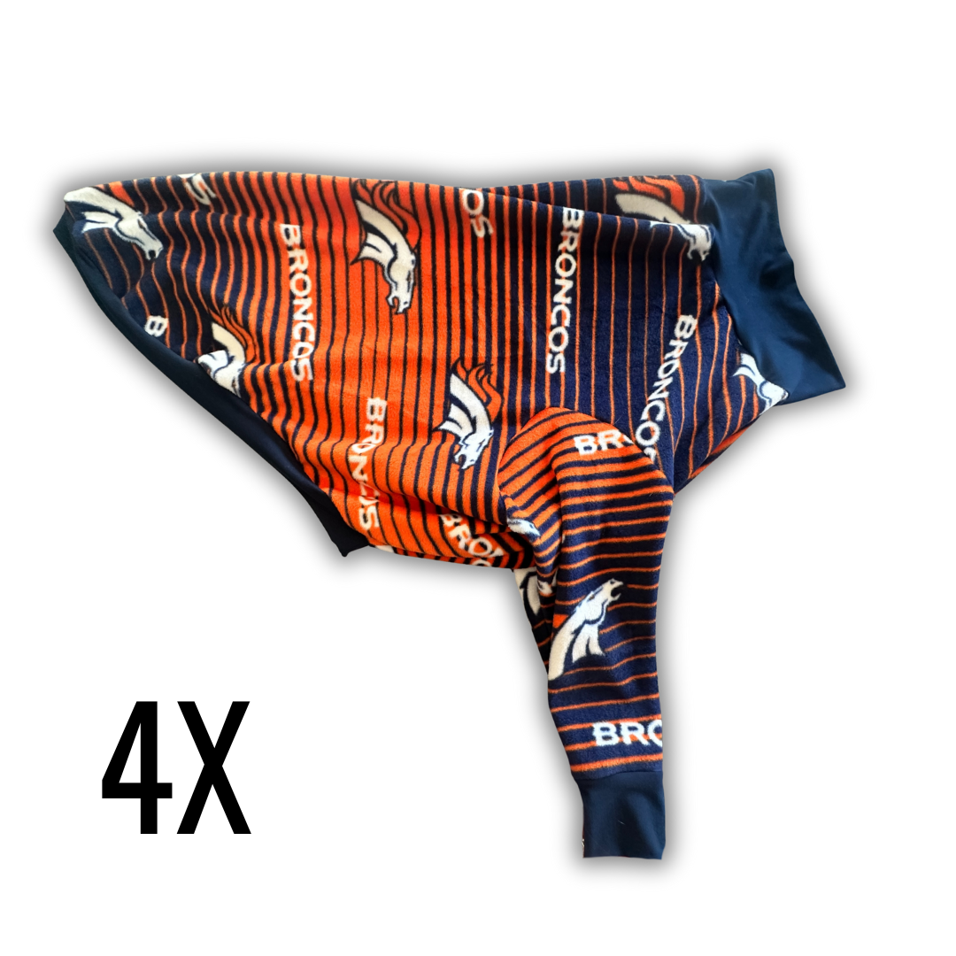 4X Broncos Fleece Crewneck with Navy Trim