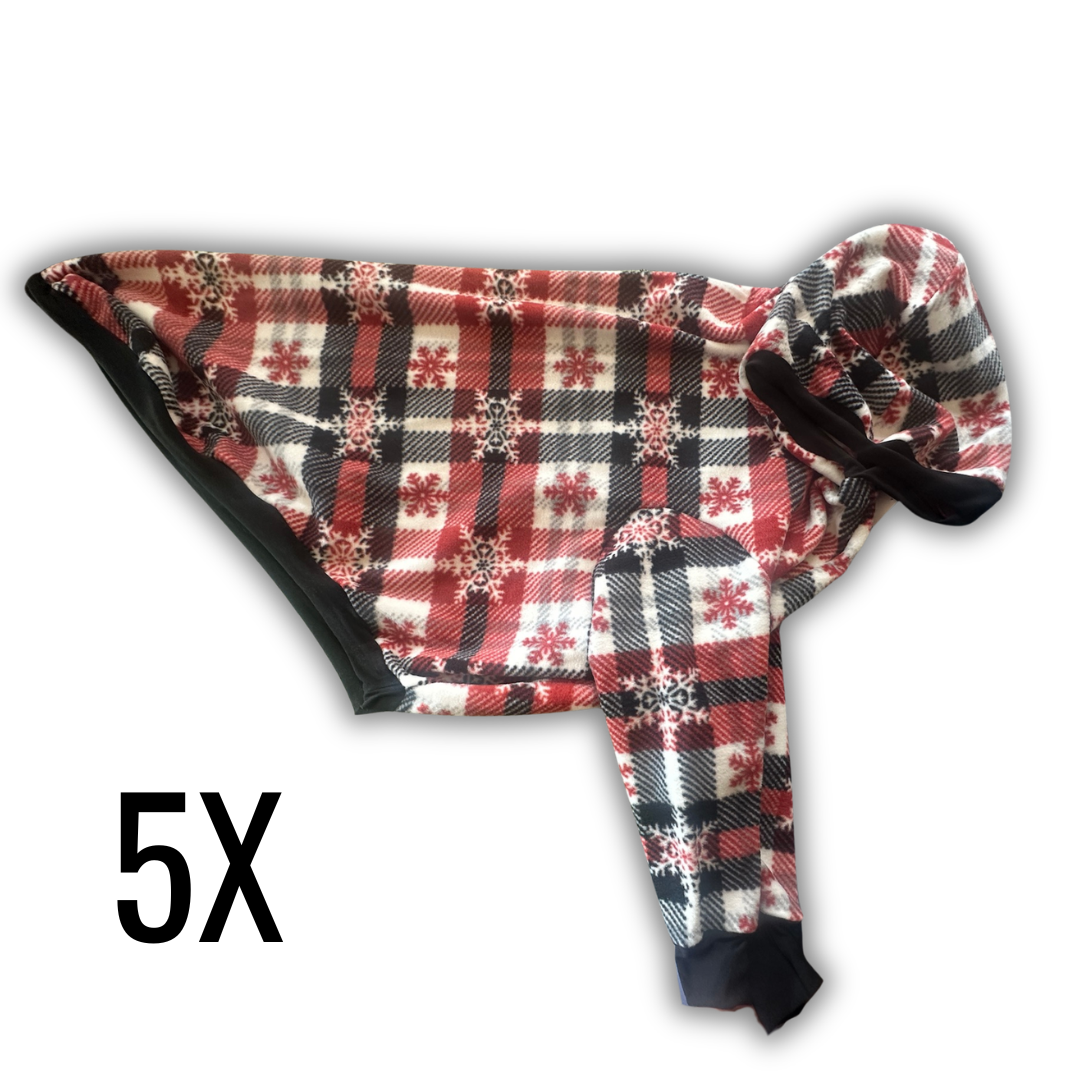 Snowflake Plaid Fleece Dog Hoodie | 5X