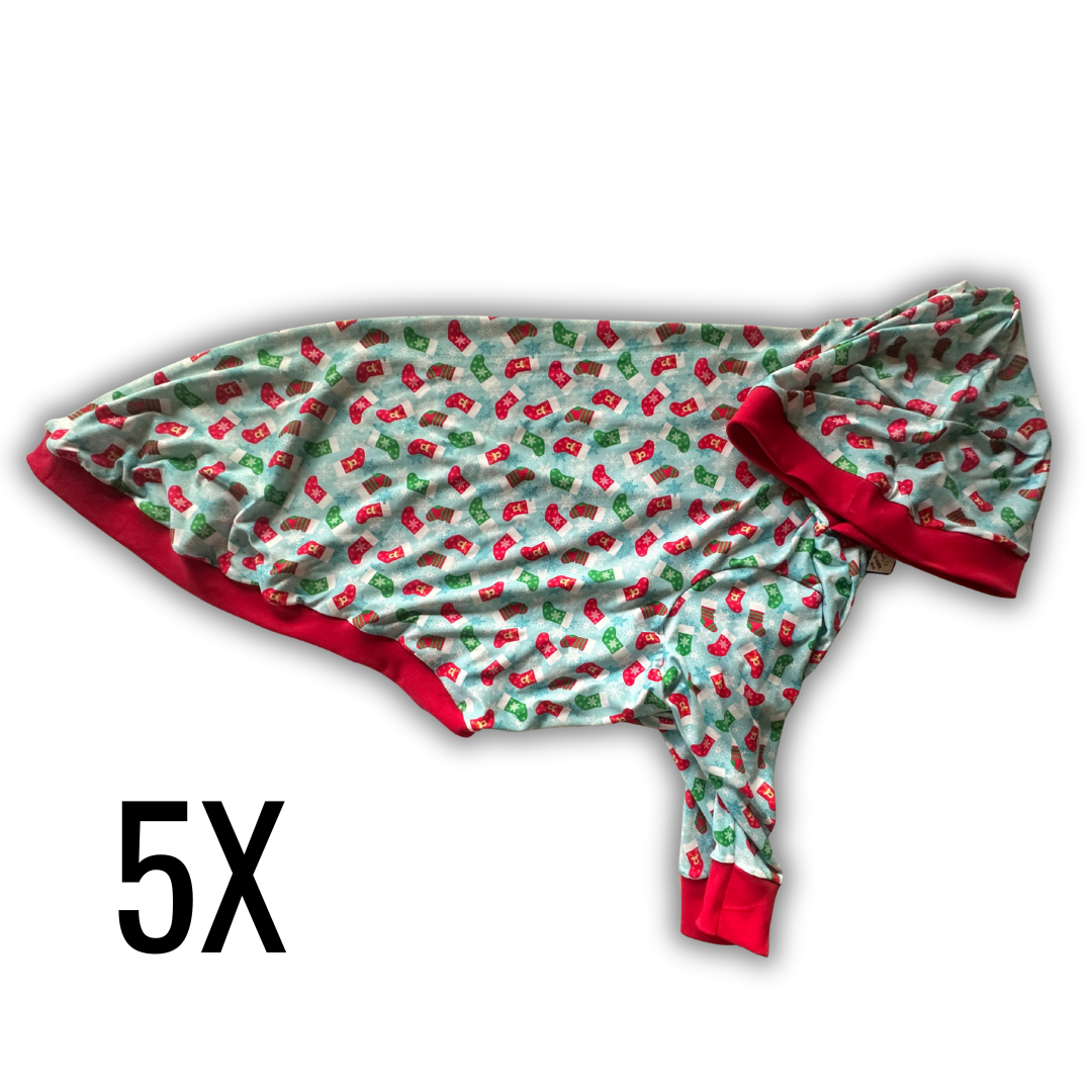 5X Knit Stocking Hoodie with Red Trim