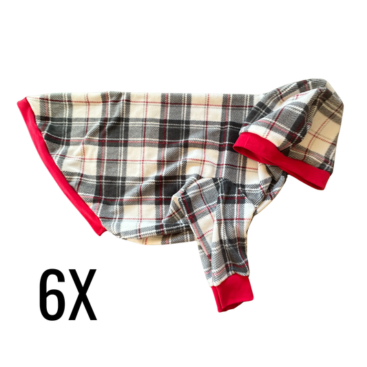 6X Black, White & Red Fleece Hoodie with Red Trim