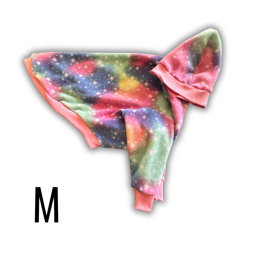 M Cotton Candy Sky Fleece Hoodie with Pink Trim