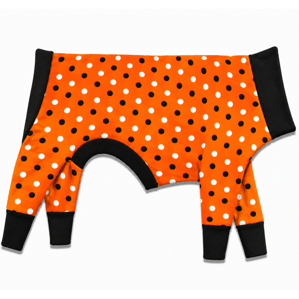 Pumpkin Polka Dot Knit Customizable Dog Jammies