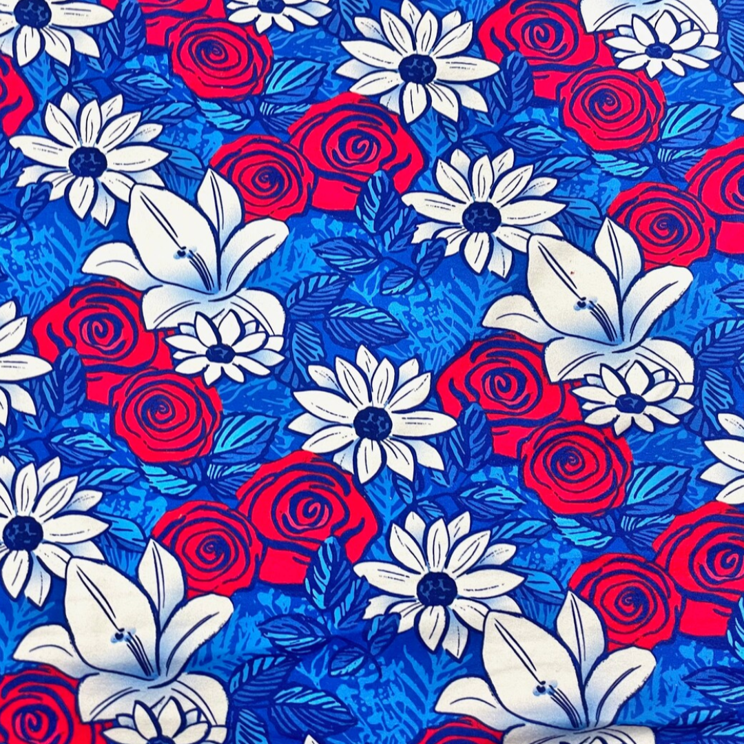 Red, White & Blue Floral Knit