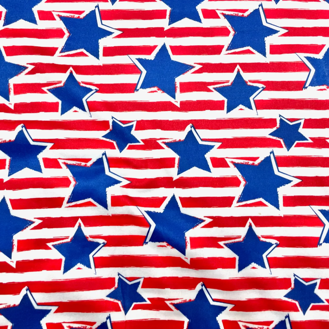 Pattern of blue stars and red horizontal stripes on a white background