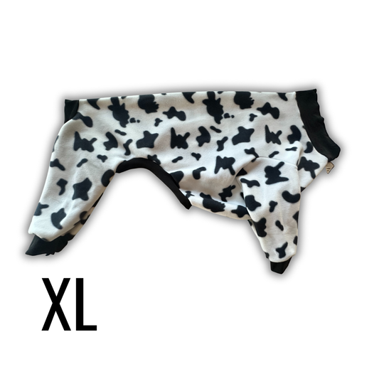 XL House Cow Fleece Original Jammies with Black Trim